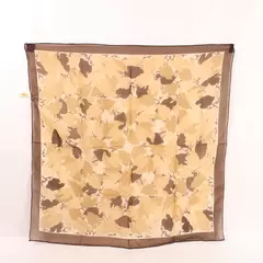 Vintage Auteuil Floral Scarf Wrap Shawl Brown Beige 26"x25" 100% Polyester