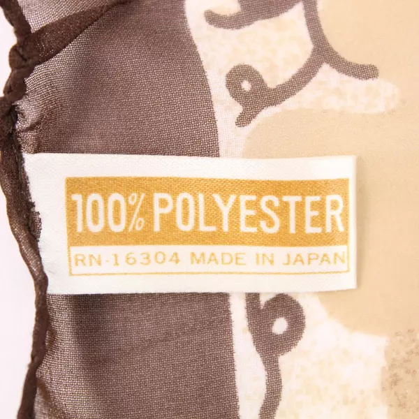 Vintage Auteuil Floral Scarf Wrap Shawl Brown Beige 26"x25" 100% Polyester