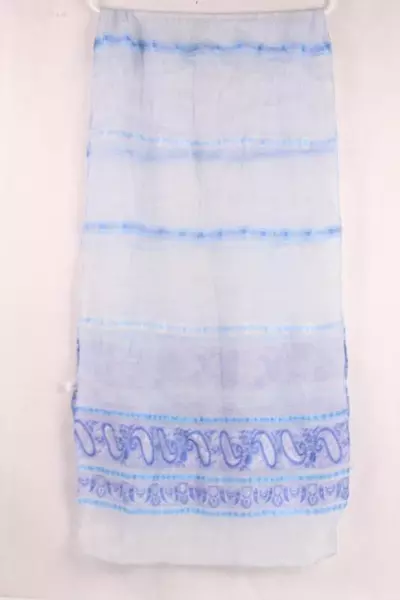 Sheer Blue Purple White Paisley Scarf Wrap Shawl - Pre-Owned, Good Condition