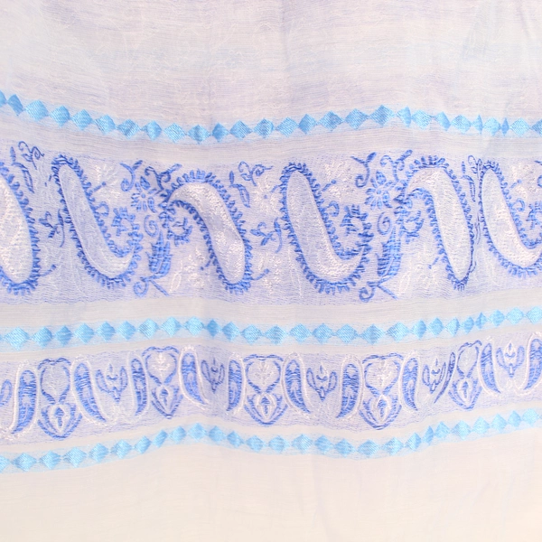 Sheer Blue Purple White Paisley Scarf Wrap Shawl - Pre-Owned, Good Condition