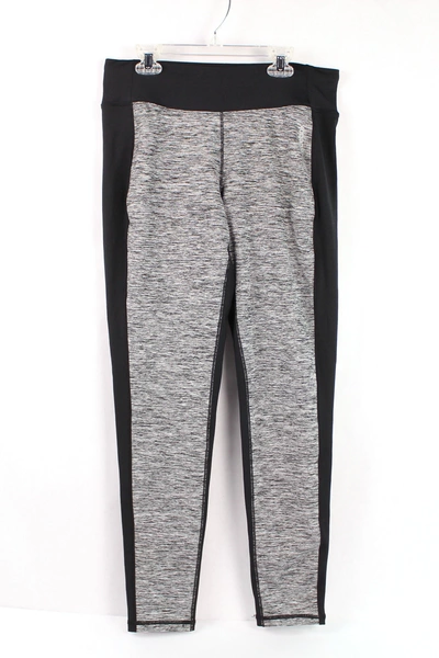 Reebok Women's Black Gray Heathered Athletic Leggings Size L Workout Pants