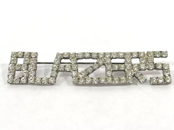 Bronze Rhinestone "BLAZERS" Brooch Pin - Clear Stones - Pre-Owned Jewelry