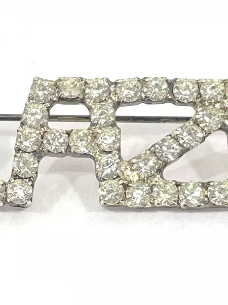 Bronze Rhinestone "BLAZERS" Brooch Pin - Clear Stones - Pre-Owned Jewelry