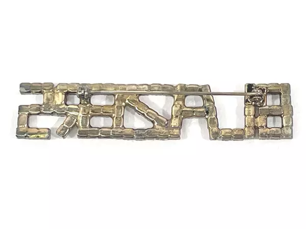 Bronze Rhinestone "BLAZERS" Brooch Pin - Clear Stones - Pre-Owned Jewelry