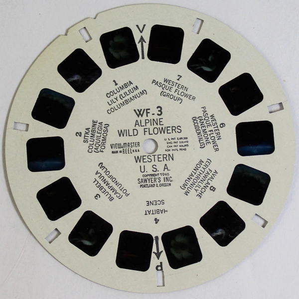 Sawyer's ViewMaster WF3 Alpine Wild Flowers Vintage Reel - Good Condition