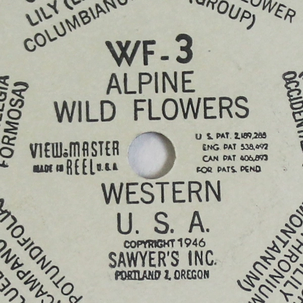 Sawyer's ViewMaster WF3 Alpine Wild Flowers Vintage Reel - Good Condition