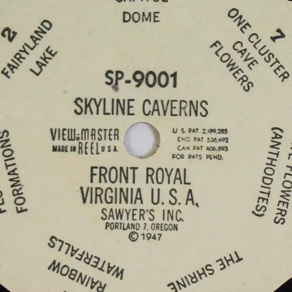 Vintage Sawyer's ViewMaster SP9001 Skyline Caverns Front Royal Virginia Wonders