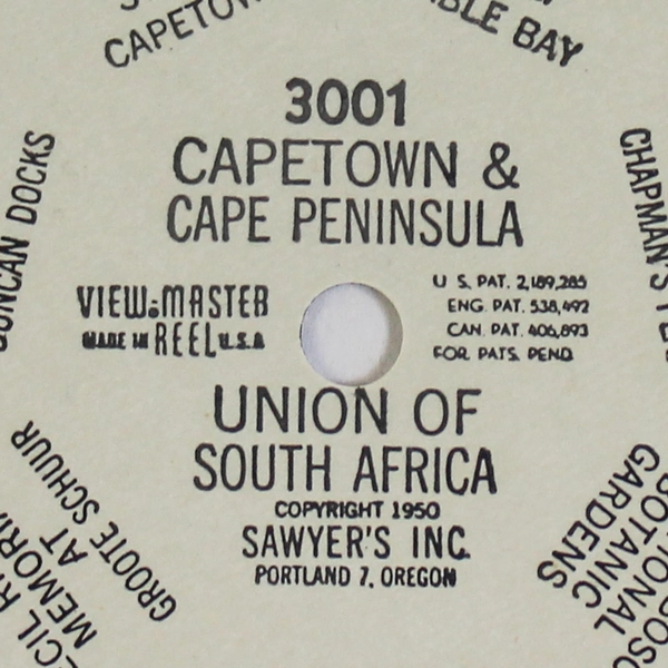 Vintage 1950 Sawyer's View Master 3001 Capetown & Cape Peninsula Union of SA