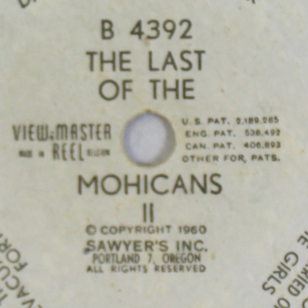 Vintage 1960 Sawyer's View Master B4392 The Last of The Mohicans II