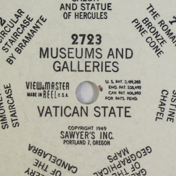 Vintage 1949 Sawyer's View Master 2723 Museums and Galleries Vatican State
