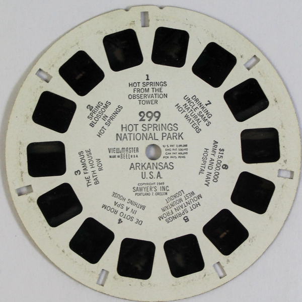 Vintage 1949 View Master 299 Hot Springs National Park Reel