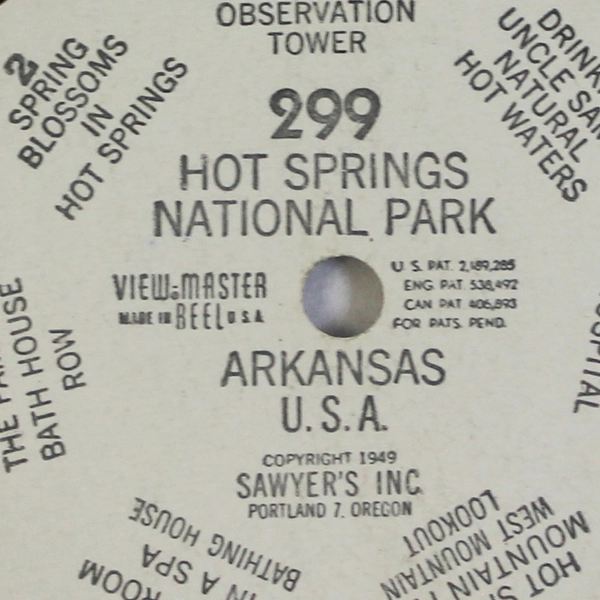 Vintage 1949 View Master 299 Hot Springs National Park Reel