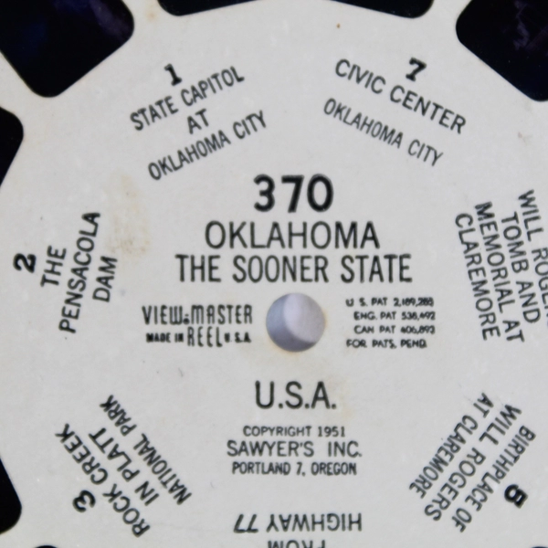 Vintage 1951 View-Master 370 Oklahoma The Sooner State Reel As Is
