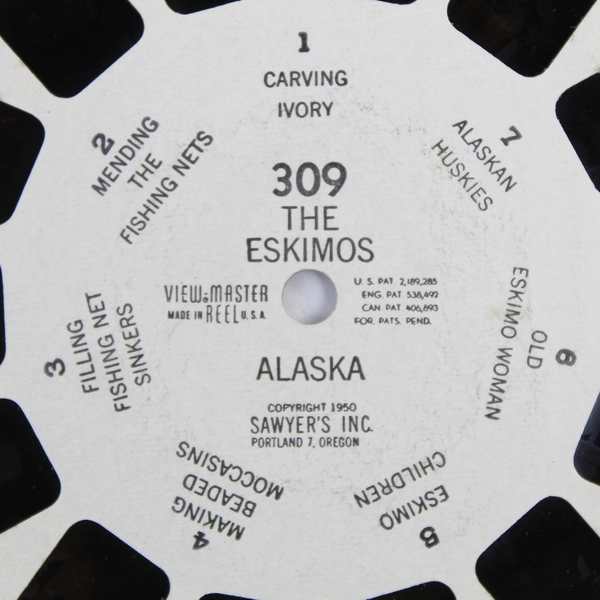 Vintage 1950 Sawyer's View Master 309 The Eskimos Alaska Reel Good Condition