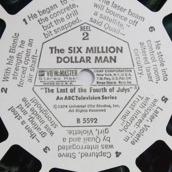 Vintage 1974 GAF View Master Reel 2 The Six Million Dollar Man B5592