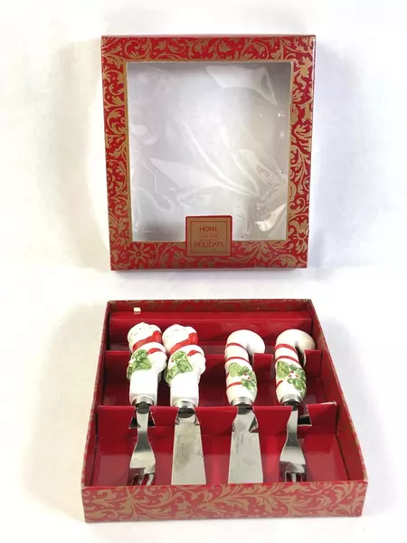 Lot of 4 Home For The Holidays Christmas Cheese Spreaders & Forks Set