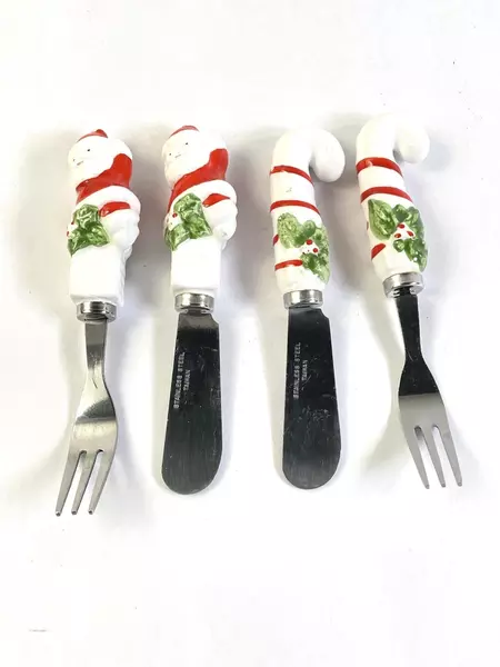 Lot of 4 Home For The Holidays Christmas Cheese Spreaders & Forks Set