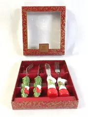 Set of 4 Home for the Holidays Canape Knives Ceramic Handles Christmas Decor