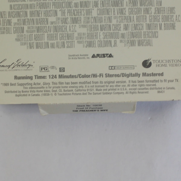 The Preacher's Wife VHS Tape Denzel Washington 1997 Touchstone Pictures