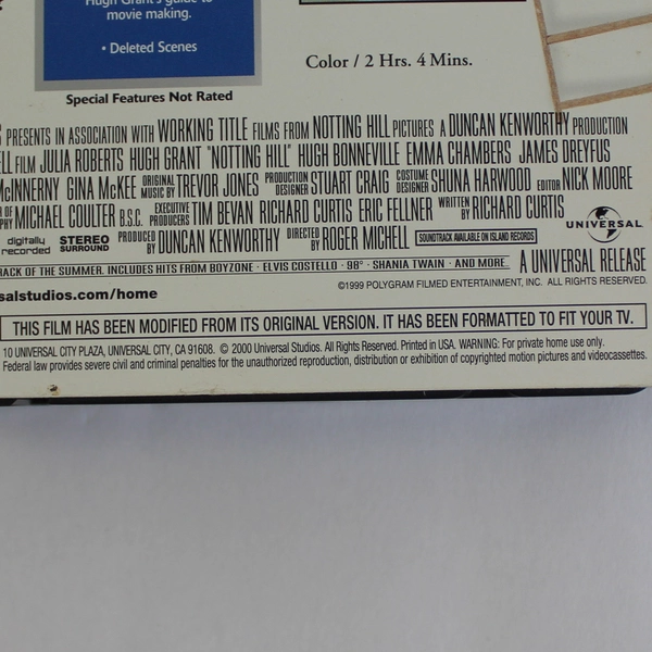 Notting Hill Special Edition VHS Tape Julia Roberts Hugh Grant - Good Condition