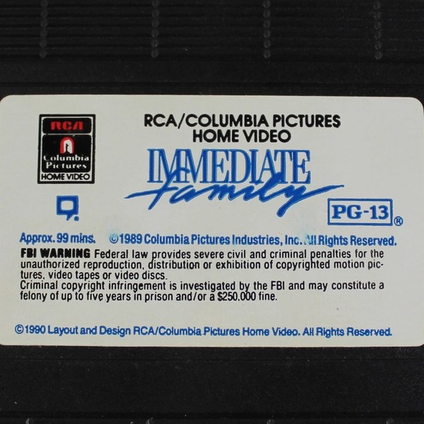Immediate Family VHS Tape 1989 Columbia Pictures - Good Condition