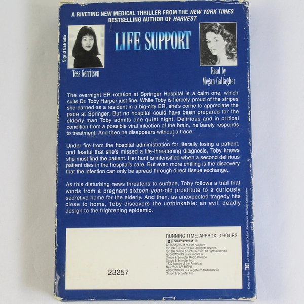 Lot of 2 Life Support Audiobooks by Tess Gerritsen, Read by Megan Gallagher