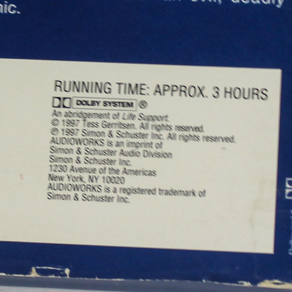 Lot of 2 Life Support Audiobooks by Tess Gerritsen, Read by Megan Gallagher