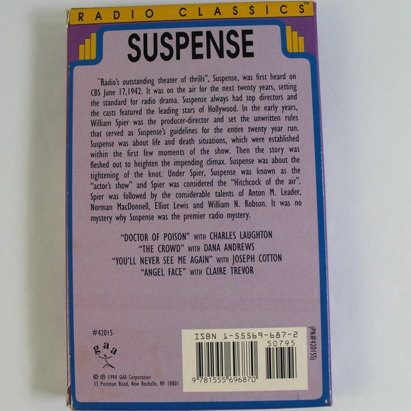 Suspense Radio Classics 2 Cassette Set GAA Corp 1994 Good Condition