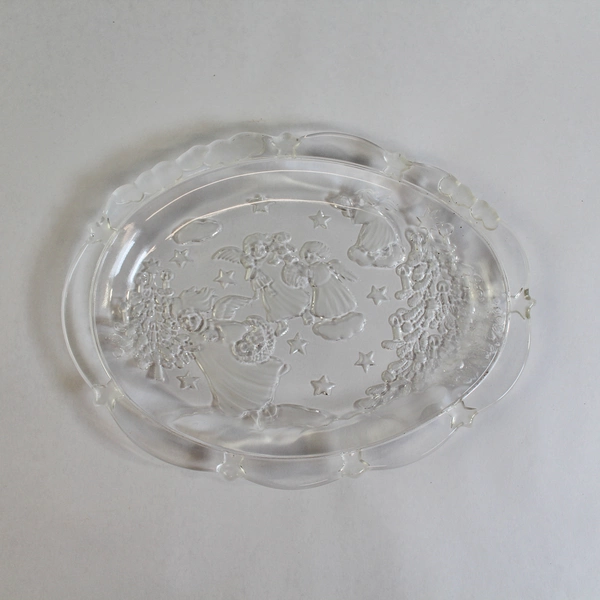 Mikasa Christmas Angels Oval Candy Cookie Dish Plate 9.25" Frosted Accents