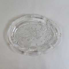 Mikasa Christmas Angels Oval Candy Cookie Dish Plate 9.25" Frosted Accents