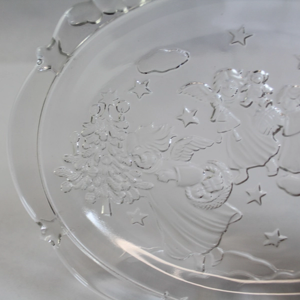Mikasa Christmas Angels Oval Candy Cookie Dish Plate 9.25" Frosted Accents
