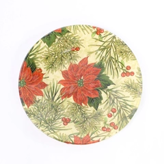Hand Decorated Poinsettia Glass Plate - Holiday Decor - 10" Diameter