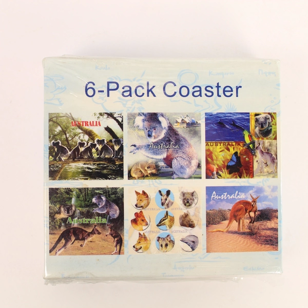 Pack of 6 Australian Coasters - Kangaroos & Koalas - Sealed Decor