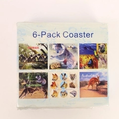 Pack of 6 Australian Coasters - Kangaroos & Koalas - Sealed Decor