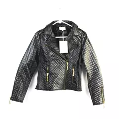 Bohme Women's Jacket Size S Black Textured Diamond Pattern with Tags