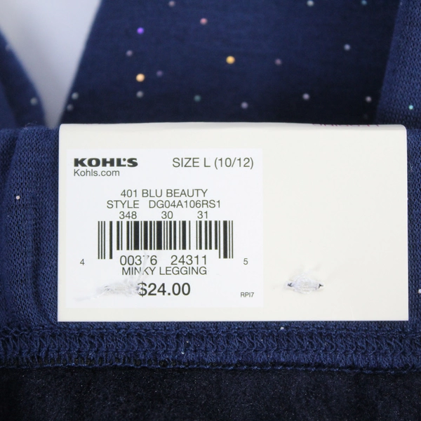 Navy Blue Metallic Leggings Girls Size L 10/12 NWT - Great Condition