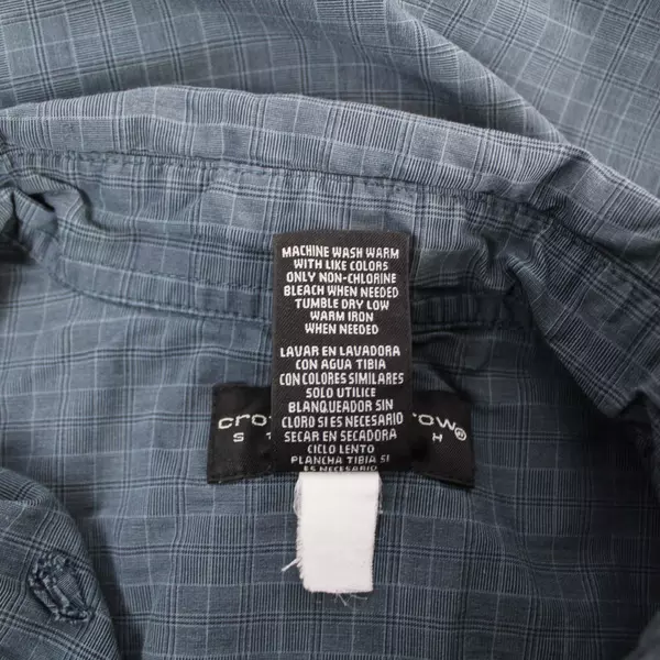 Croft & Barrow Men's Gray Plaid Dress Shirt L Pre-Owned Stains & Holes