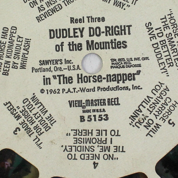 Vintage ViewMaster Reel 3 Dudley Do-Right of The Mounties 1962 Collectible