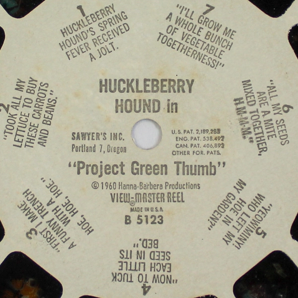Vintage Huckleberry Hound View-Master B5123 Project Green Thumb 1960