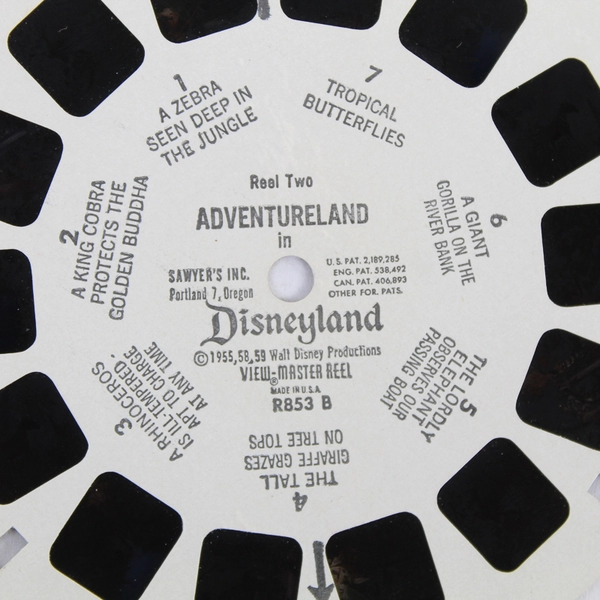 Vintage Sawyer's View Master R853B Adventureland In Disneyland Reel Two 1959