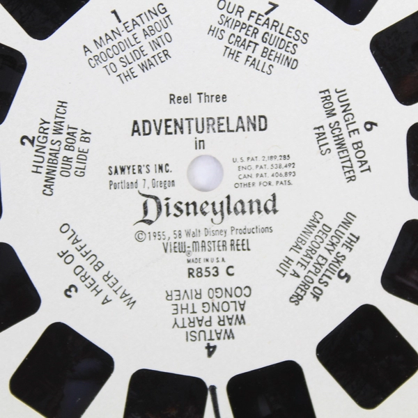Vintage Sawyer's View Master R853C Adventureland In Disneyland Reel Three 1958