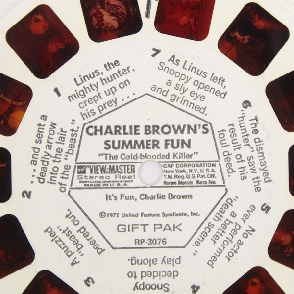 Vintage GAF View-Master RP 3076 Charlie Brown's Summer Fun Reel 1972 As-Is
