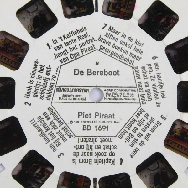 Vintage GAF View Master BD 1691 De Bereboot Piet Piraat 1977 Reel As-Is
