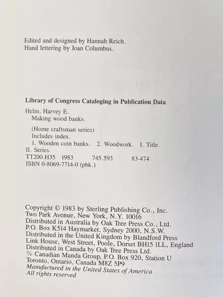 Making Wood Banks by Harvey E. Helm 1983 Paperback Book - Pre-Owned