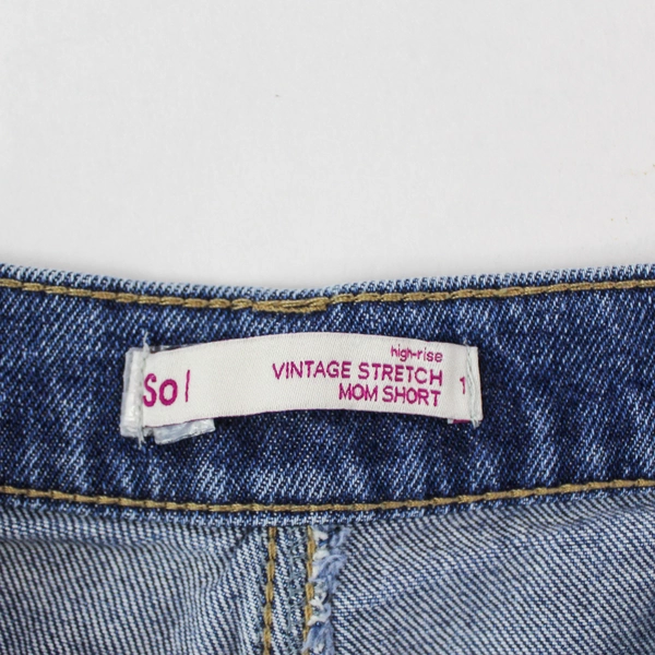 Vintage High Rise Distressed Mom Shorts Women's Size 1 Blue Pre-Owned