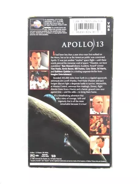 Apollo 13 VHS Movie 1995 Tom Hanks Kevin Bacon MCA Universal - Good Condition