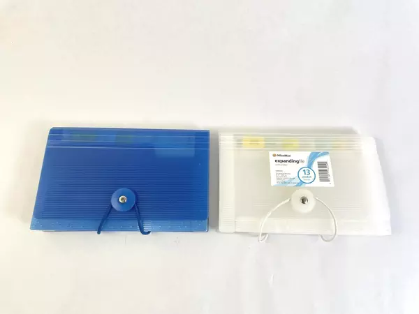 Lot of 2 Pre-Owned 13 Pocket Expanding Files for Receipts - Junior Size