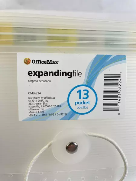 Lot of 2 Pre-Owned 13 Pocket Expanding Files for Receipts - Junior Size