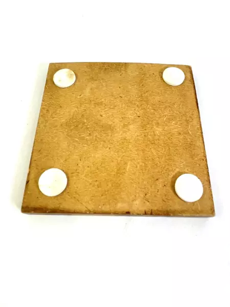 Lot of 4 Wooden Mosaic Coasters 3x3 Inches - Rustic Barware, Pre-owned