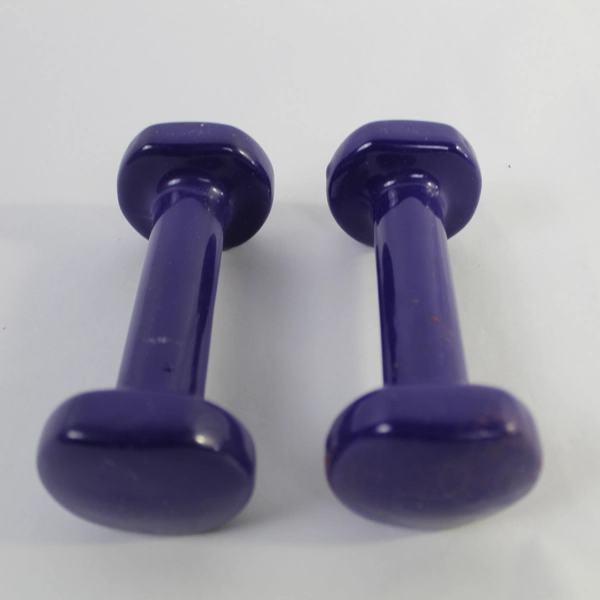 Lot of 2 Purple 1.85 lb Dumbbells Hand Weights Fitness Athletic Pre-owned